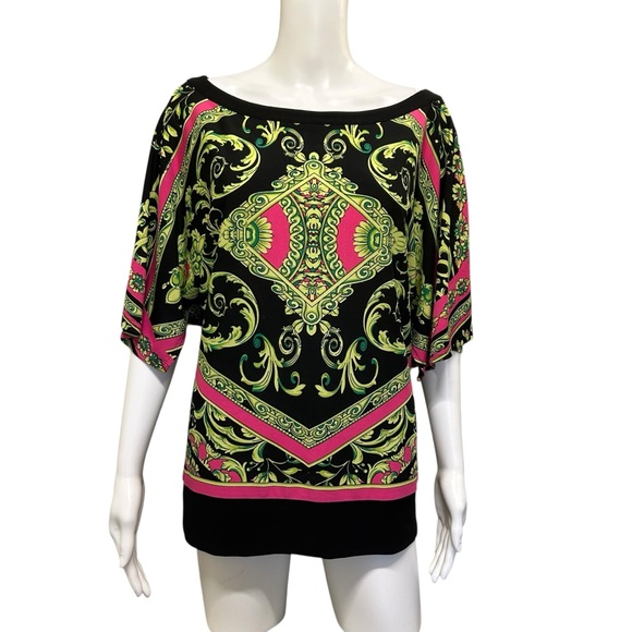 Joseph Ribkoff Bright Pattern Top Size 6 - Picture 3 of 7